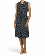 New Adrianna Papell Navy Dots Career Flare Midi Dress Size L Size Xl $99 - £36.23 GBP
