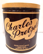 Vintage Charles Pretzels Tin Can w/ Lid Charles Chips Mountville, PA (10... - £14.65 GBP