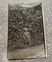 Girl Overalls Backyard Portrait Vintage Real Photo Postcard RPPC 3x5” 1916 - £11.07 GBP