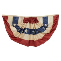 Tea Stained USA America Patriotic Bunting Flag Pleated Fan Banner Decor 3'x6' FT - $17.76