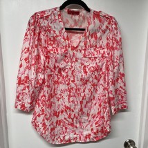 Red Saks 5th Ave White Peppermint Patterned 3/4 Sleeve Blouse Womens Siz... - £7.78 GBP