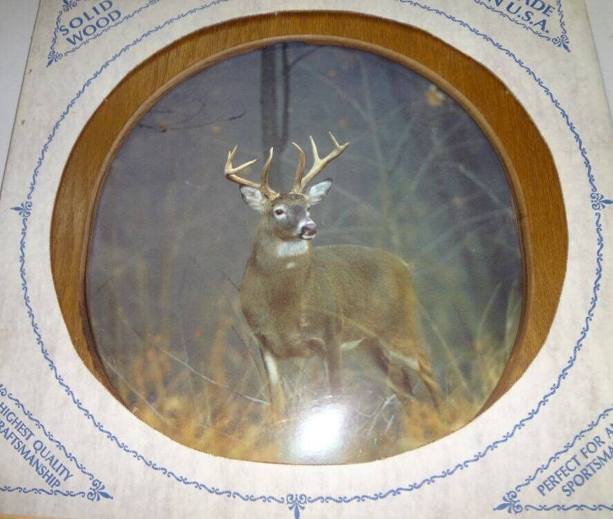 Primary image for New Old Stock Vintage Solid Wood Gun Rack With Deer Picture Made in USA Hunting
