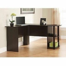 Cherry Finish Wooden L Shaped Desk Corner Home Office Table Computer Wor... - £307.45 GBP