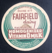 Vintage Fairfield Dairy Vitamin D Milk Brown Bottle Cap 1 5/8&quot; Fairfield... - £11.18 GBP