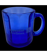 Continental Airlines Glass Mug Cup Cobalt Blue Vintage RARE Collectible ... - $902.66 MXN