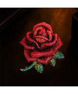 Elegant Red Rose Crystal Brooch  Pendant Pin - $29.95