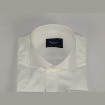 Men Sateen Cotton Blend Shirt Manschett Quesste Turkey Slim Fit 4130-02 Ivory image 6