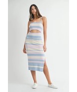 MABLE Multi Color Striped Front Cutout Knit Midi Dress - €68,21 EUR