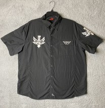 Fly Racing Men Shirt Size XL Black Snap Button Up Pocket Short Sleeve White Logo - £8.11 GBP