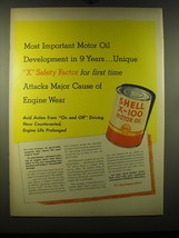1948 Shell X-100 Motor Oil Ad - Most important Motor Oil development in 9 years - $18.49