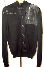 New NWT M Mark Law Luxury Black Cardigan Sweater Jacket Chest Zip Pocket Cotton - £178.27 GBP