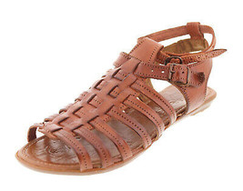 Womens Real Leather Huarache Sandals Gladiator Buckle Style Cognac #547 - $34.95