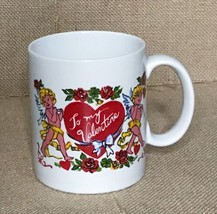 Vintage Kitsch Cupid Carrying Heart Be My Valentine Coffee Mug Cup - £11.07 GBP