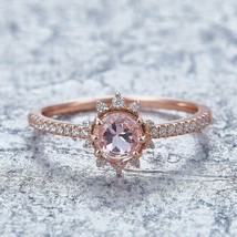 0.80Ct Brilliant Round Cut Morganite Wedding Engagement Ring 14k Rose Gold over - £60.52 GBP