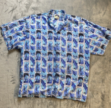 Armadillo Hawaiian Shirt Dolphins Palm Trees Men&#39;s 2XL - £11.64 GBP