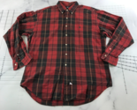 Vintage Ralph Lauren Button Down Shirt Mens Large Red Black Plaid Pony Logo - $23.12