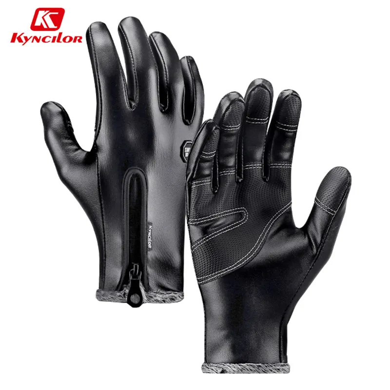 Kyncilor Winter Warm Leather Gloves Touchscreen Cycling Gloves Windproof Bike Gl - £86.20 GBP