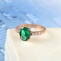 Natural Oval Shape Green Emerald Engagement Ring  Woman Ring  - £71.66 GBP