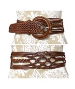 Coldwater Creek loose braid brown leather belt wide size Large boho adju... - $44.75