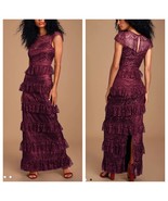 Lulus Romantic Daydreamer Burgundy Lace Tiered Maxi Dress - £69.04 GBP