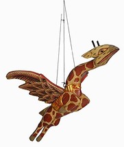 Hand Carved Wooden African Flying Wings Baby Giraffe Statue Mobile Dream Folk Ar - £19.30 GBP