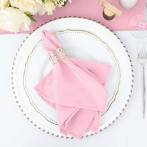 25 Pcs Pink Polyester 17X17&quot;&quot; Table Napkins Wedding Party Kitchen Linens Sale Gi - £24.29 GBP