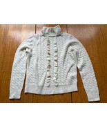 J.Crew Pearl Ruffle Front cable knit Turtleneck Wool Stretch Sweater Top... - $679.41 MXN