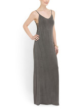 NWT Gypsy 05 Sand Gray Deep V Bamboo Side Strap Detail Maxi Dress S $187 - $61.38