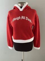 Cropped Hoodie Mrs Claus Top Red Sleigh All Day XS Divided H&amp;M NEW Christmas - £16.97 GBP