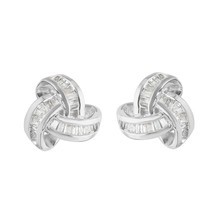 0.32 ct Baguette Simulated Knot Stud Earrings 925 Sterling Silver Mother&#39;s Day - £83.04 GBP