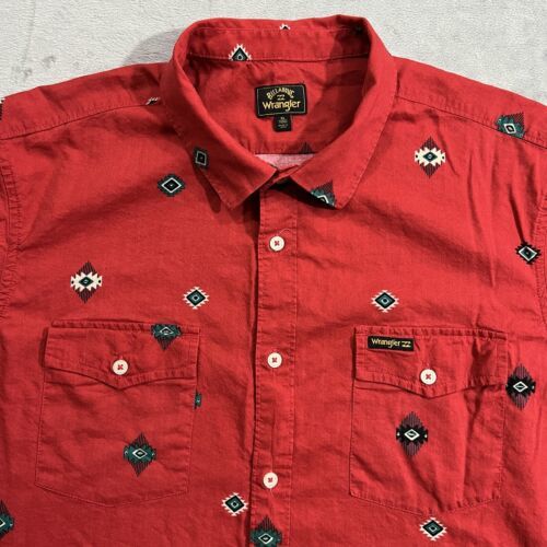 Billabong x Wrangler Collab Distant Land Button Up Shirt XL Red Aztec Western - $37.65