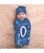 Personalized Baby Swaddle and Hat for Baby Girl Boy with Name Baby Girl ... - £7.83 GBP