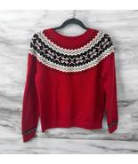 Talbots Holiday Sweater Red White Black fair isle Christmas Sweater size... - $26.72