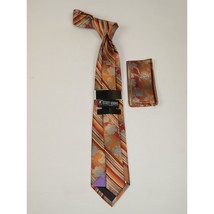 Men's Stacy Adams Tie and Hankie Set Woven Silky Fabric #Stacy56 Cognac image 2