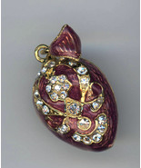Russian Silver Faberge Egg Pendant RED enamel finish and gems, more - $41.61 CAD