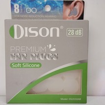 Dison Premium Soft Silicone 28dB Ear Plugs for Noise Reduction &amp; Water - 8 Pairs - £9.07 GBP