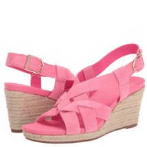 Cole Haan Crystal Wedge Leather Espadrille Strap Sandal, Pink, Size 9, NWOB - £65.90 GBP