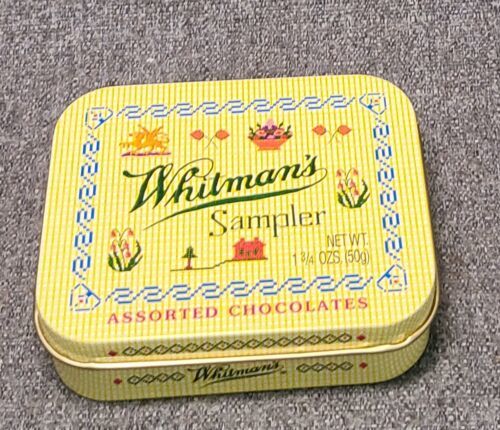 Small Metal Whitman's Assorted Chocolates Sampler Hinged Lid Tin - $7.59