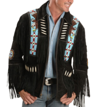 Men&#39;s American Handmade Eagle Bead Suede Jacket, Western Wear Cowboy Style Coat - £70.94 GBP+
