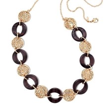 Avon Lavish Woods Long Necklace (Goldtone / Dark Brown) &quot;Rare&quot; ~ New Sealed!!! - $21.32