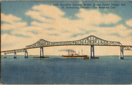 Sunshine Skyway Bridge Across Lower Tampa Bay St. Petersburg Florida Postcard - £3.52 GBP