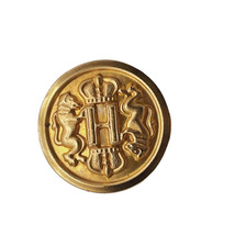 Vintage &quot;H&quot;  Coat of Arms Gold tone Metal Replacement Main Front button ... - £5.55 GBP