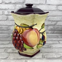 Nonni&#39;s Biscotti Cookie Jar Hand Painted Mediterranean Fruit Peaches Grapes   - £19.99 GBP