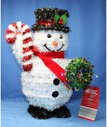 Snowman Merry Moments Wire and Garland 12&quot; tall - £5.83 GBP