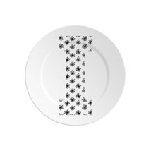 IIARIA.I Plate Alphabet Letter I Minimalistic Modern Black White Diamete... - $30.37