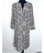 Soft Surroundings Flowy Dress M Black White Splatter Abstract V Neck Kne... - $26.07
