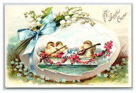 Clapsaddle Pasqua Fantasia Chicks On Gondola IN Grande Egg Goffrato DB Cartolina - £4.80 GBP
