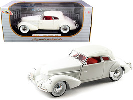 1936 Cord 810 Coupe White with Red Interior 1/18 Diecast Model Car by Si... - £75.25 GBP