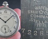 antique pocket watch Elgin &quot;STELLAR&quot; 12s 17j 1927 open face STAR WATCH C... - $88.81