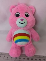 Care Bears Pink Cheer Bear Plush 13 Inch Rainbow Basic Fun 2020 Stuffed Animal - $8.95